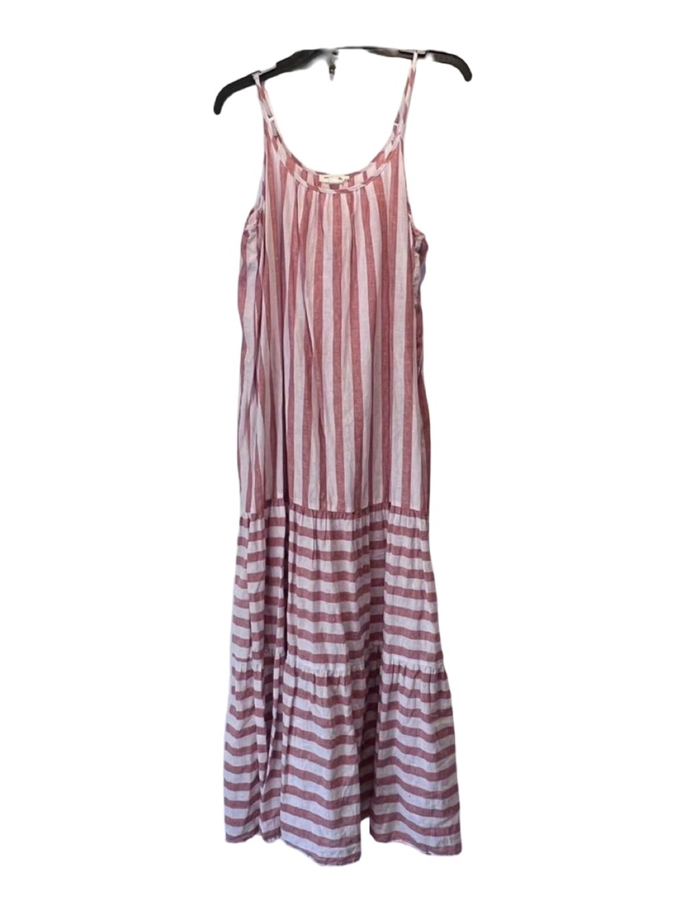 Beach lunch lounge pink and white stripped maxi dress